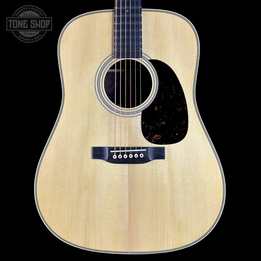 Front of Martin Custom Shop  28 Style Dread Adirondack/Wild Grain East Indian Rosewood.