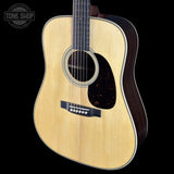 Front angle of Martin Custom Shop  28 Style Dread Adirondack/Wild Grain East Indian Rosewood.