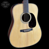 Front angle of Martin Custom Shop  28 Style Dread Adirondack/Wild Grain East Indian Rosewood.