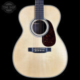 Front of Martin Custom Shop  00-14F 28/45 Style Adirondack/Wild Grain East Indian Rosewood.