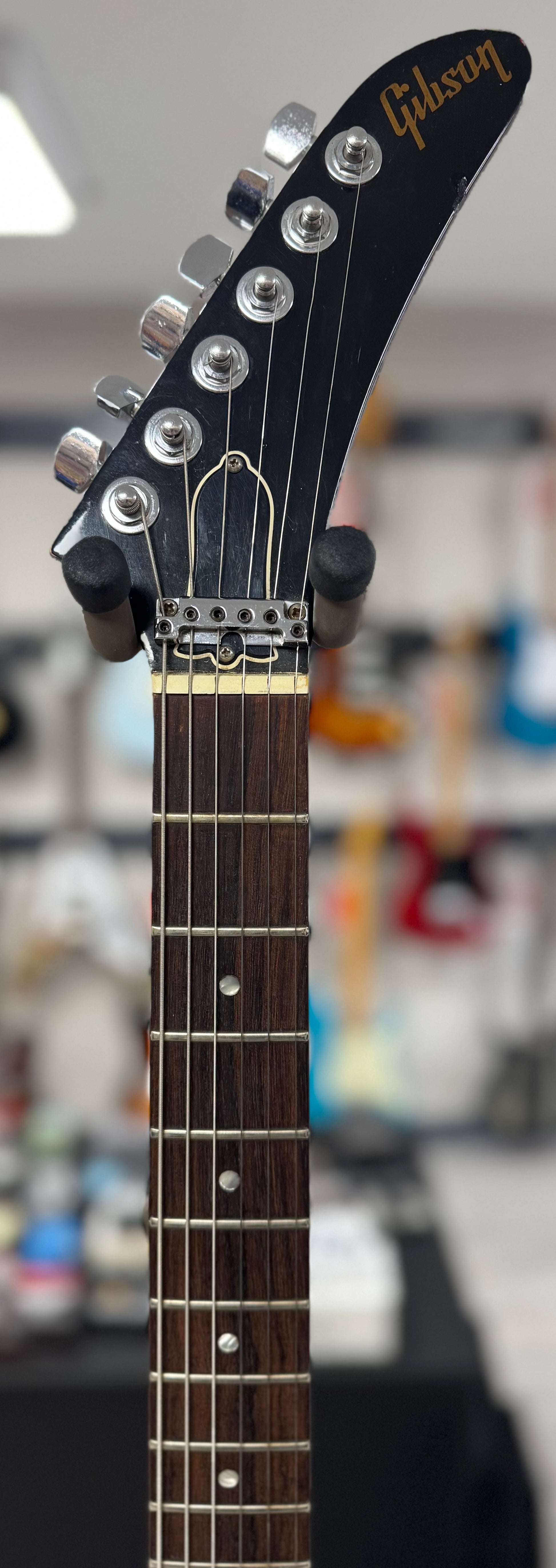 Neck of Used 1984 Gibson Explorer w/ Factory Kahler & OHSC Vintage Sunburst TSS6094