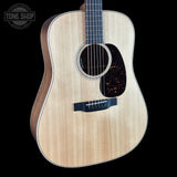 Front angle of Used Martin Custom Shop Dread Factory Exclusive Sitka/ Black Walnut.