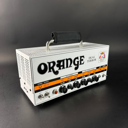 Orange Dual Terror guitar amplifier on a dark background