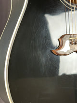 Close-up of an acoustic guitar's soundhole and body