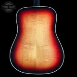 Back of Gibson Custom Made 2 Measure Hummingbird Maple Long Scale Tri-burst LR Baggs VTC.