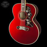 Front angle of Gibson Custom Made 2 Measure SJ-200 Candy Apple Red Gloss LR Baggs VTC.