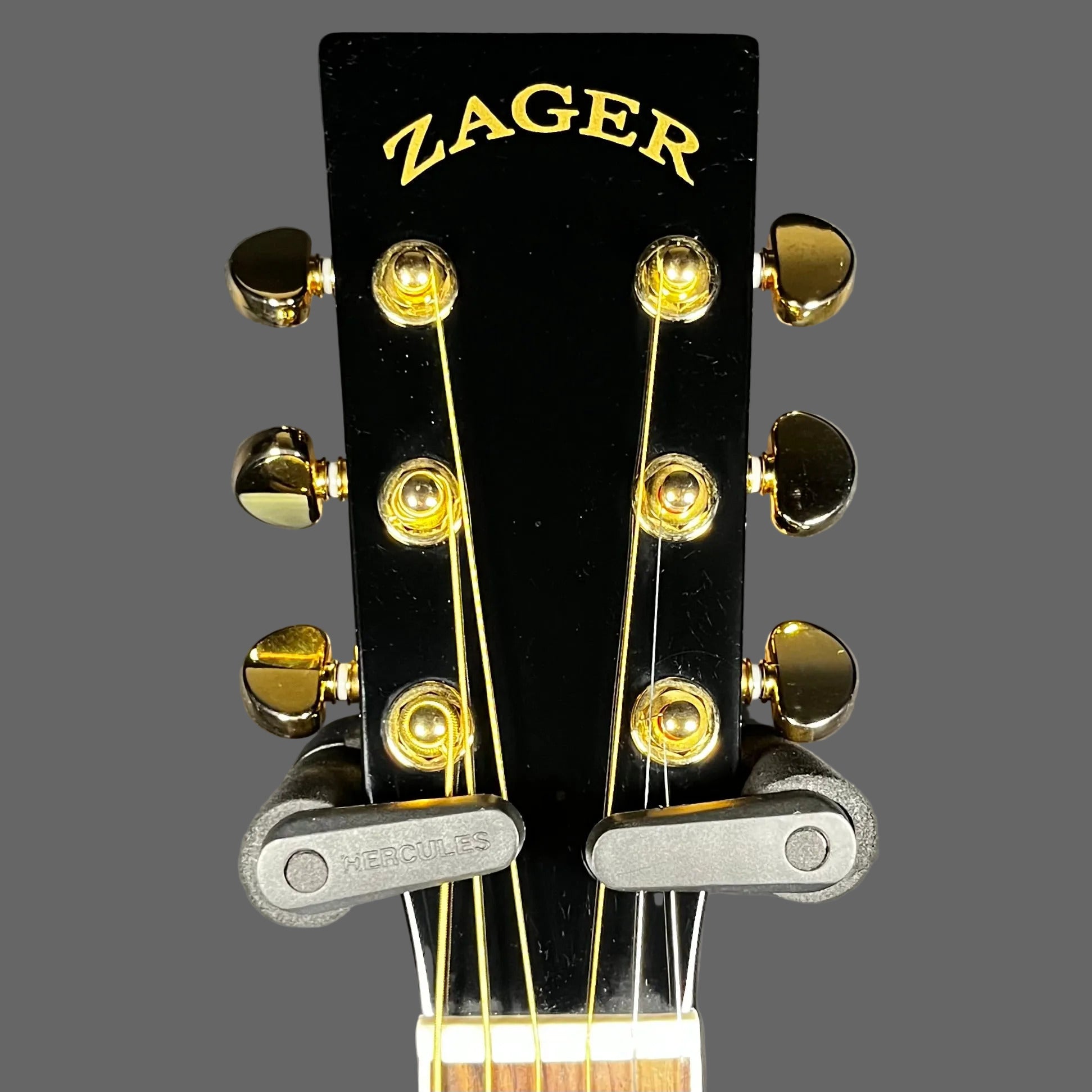 Headstock of Used 2021 Zager ZAD-80CE AURA/BK Plus w/case TFW2728