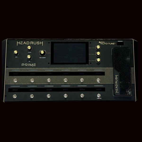 Headrush Prime guitar effects pedal on a wooden surface