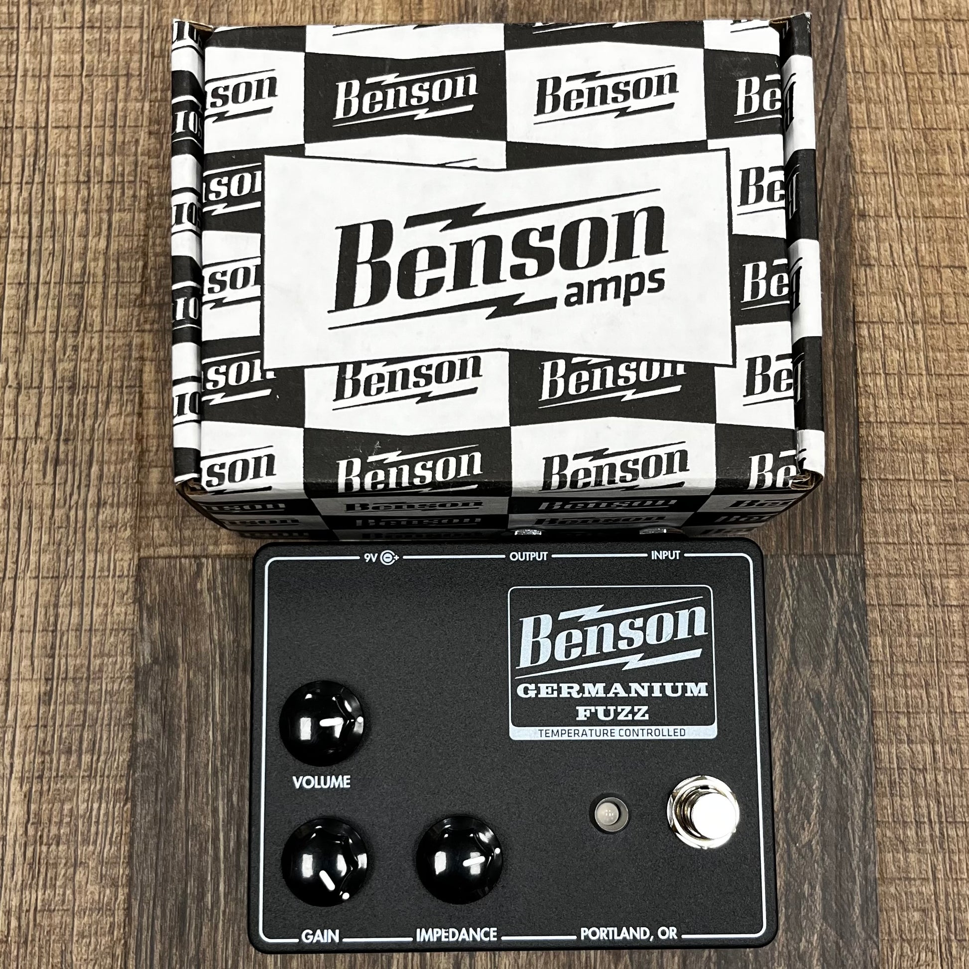 Top of w/box of Used Benson Amps Germanium Fuzz Pedal w/Box TFW91