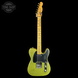 Full front of Fender Custom Shop TSG Exclusive ’52 Telecaster Chambered Chartreuse Sparkle Journeyman Relic.