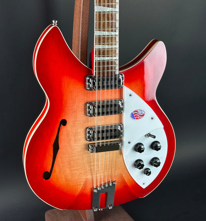 Electric guitar with a glossy finish on a dark background