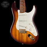 Front angle of Used 2015 Fender Custom Shop Artisan Okoume Strat.