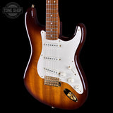 Front angle of Used 2015 Fender Custom Shop Artisan Okoume Strat.