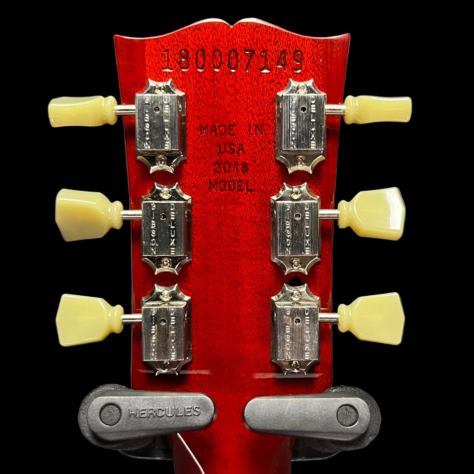 Back of headstock of Used 2018 Gibson Les Paul Traditional Heritage Cherry Sunburst w/Case TFW2794