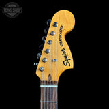 Headstock of Used Squier 70's Classic Vibe Stratocaster Natural.