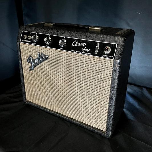 Side of Used Vintage 1966 Fender Champ 6 Watt 1X8 Amplifier TFW103