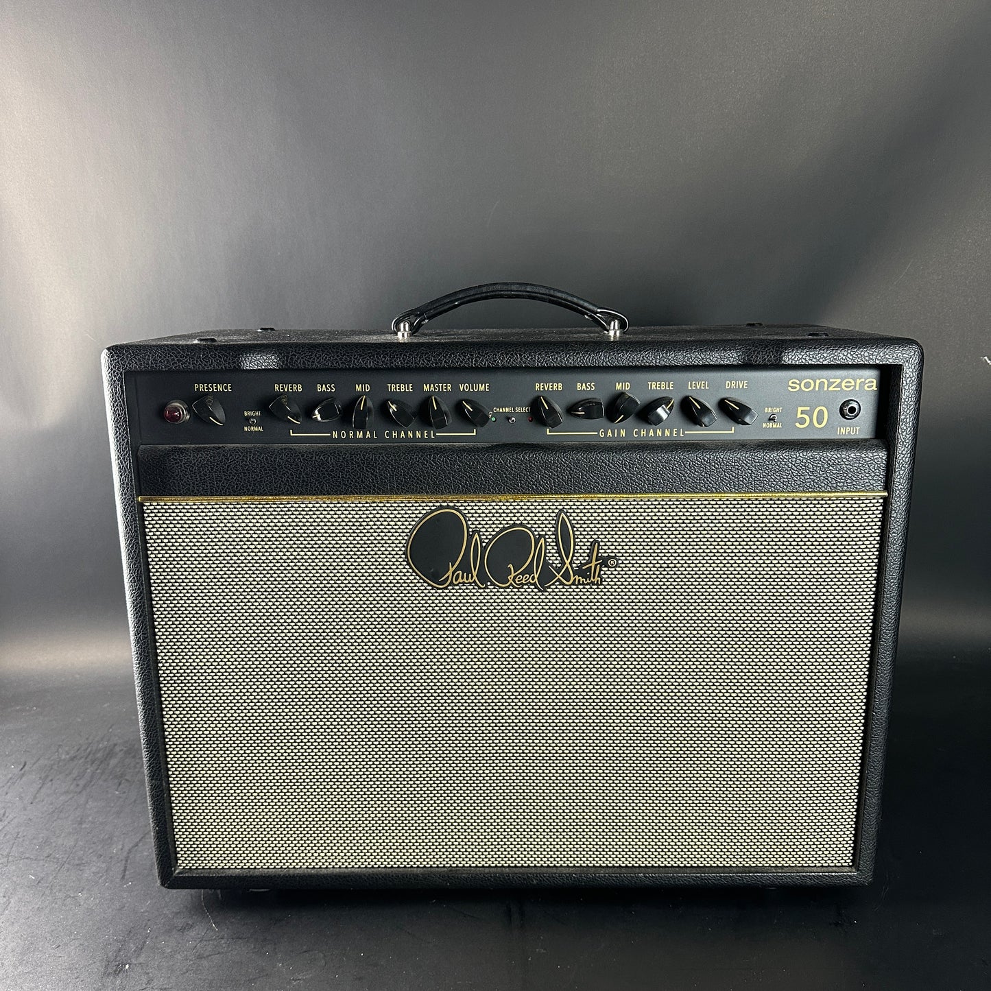 Guitar amplifier with 'Danelectro' branding on a gray background