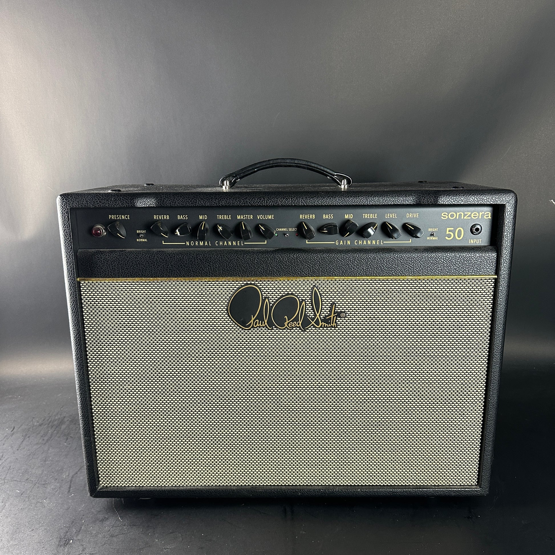 Guitar amplifier with 'Danelectro' branding on a gray background