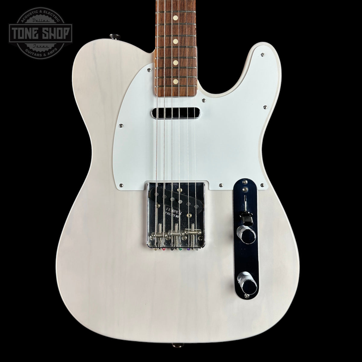 Front of Used 2020 Fender Jimmy Page Mirror Telecaster White Blonde.