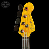 Headstock of Used Fender American Classic Pro Mustang Bass 3-Color Sunburst.