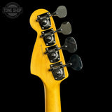 Back of headstock of Used Fender American Classic Pro Mustang Bass 3-Color Sunburst.