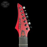 Headstock of Used Solar V1.7oz Red.