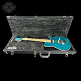 Ernie Ball Music Man 30th Anniversary Axis Translucent Blue Quilt in case.