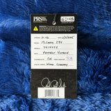 Product label on a blue textured background