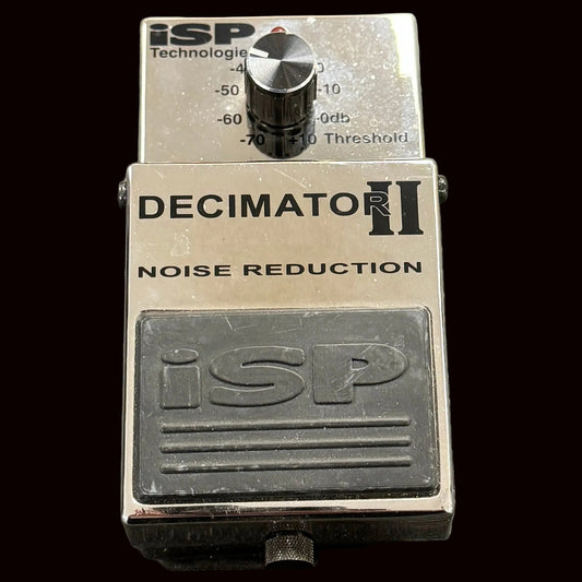 iSP Decimator II noise reduction pedal on a textured surface
