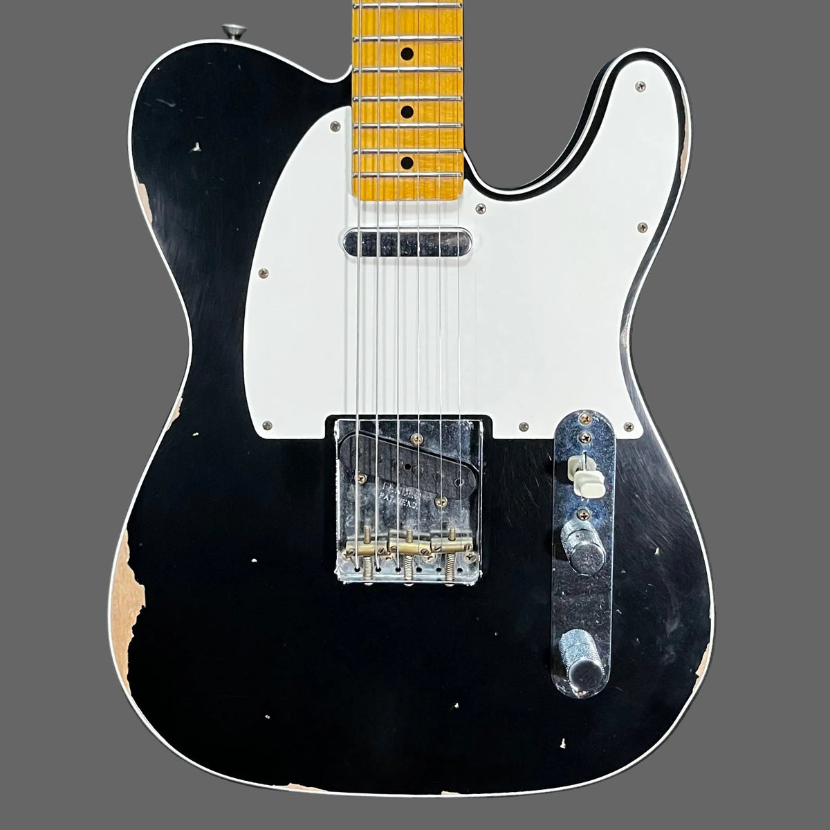 Front of Used 2022 Fender Custom Shop Limited '59 Telecaster Relic Black w/Case TFW2805