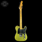 Full front of Fender Custom Shop TSG Exclusive ’52 Telecaster Chambered Chartreuse Sparkle Journeyman Relic.