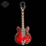 Full front of Vintage 1965 Harmony H-78 Red Burst.