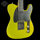 Front angle of Used 2024 Fender American Ultra II Telecaster Solar Flare.