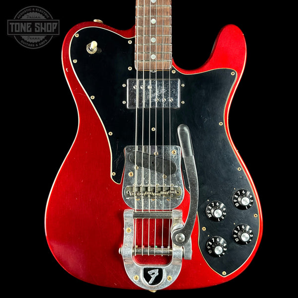 Front of Used 2022 Fender Custom Shop Limited 70s Tele Custom Journeyman Relic Candy Apple Red.