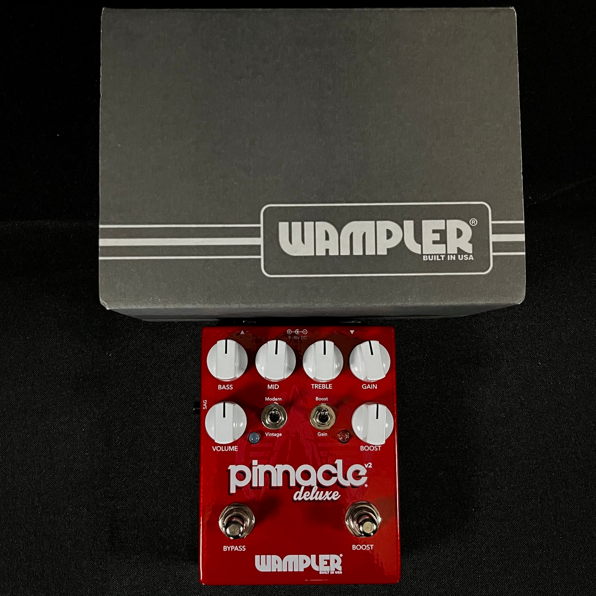 Top of w/box of Used Wampler Pinnacle Deluxe Overdrive Pedal TFW137
