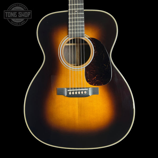 Front of Used Martin Custom Shop 0000 28 Style Adirondack / WEIR 1935 Sunburst.