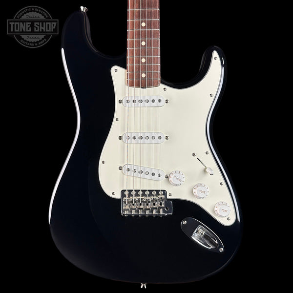 Front of Used 2010 Fender Custom Shop 1960 Stratocaster NOS Black Matching Headstock.