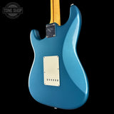 Back angle of Used 2010 Fender Custom Shop Greg Fessler Masterbuilt 50s Closet Classic Strat Lake Placid Blue.