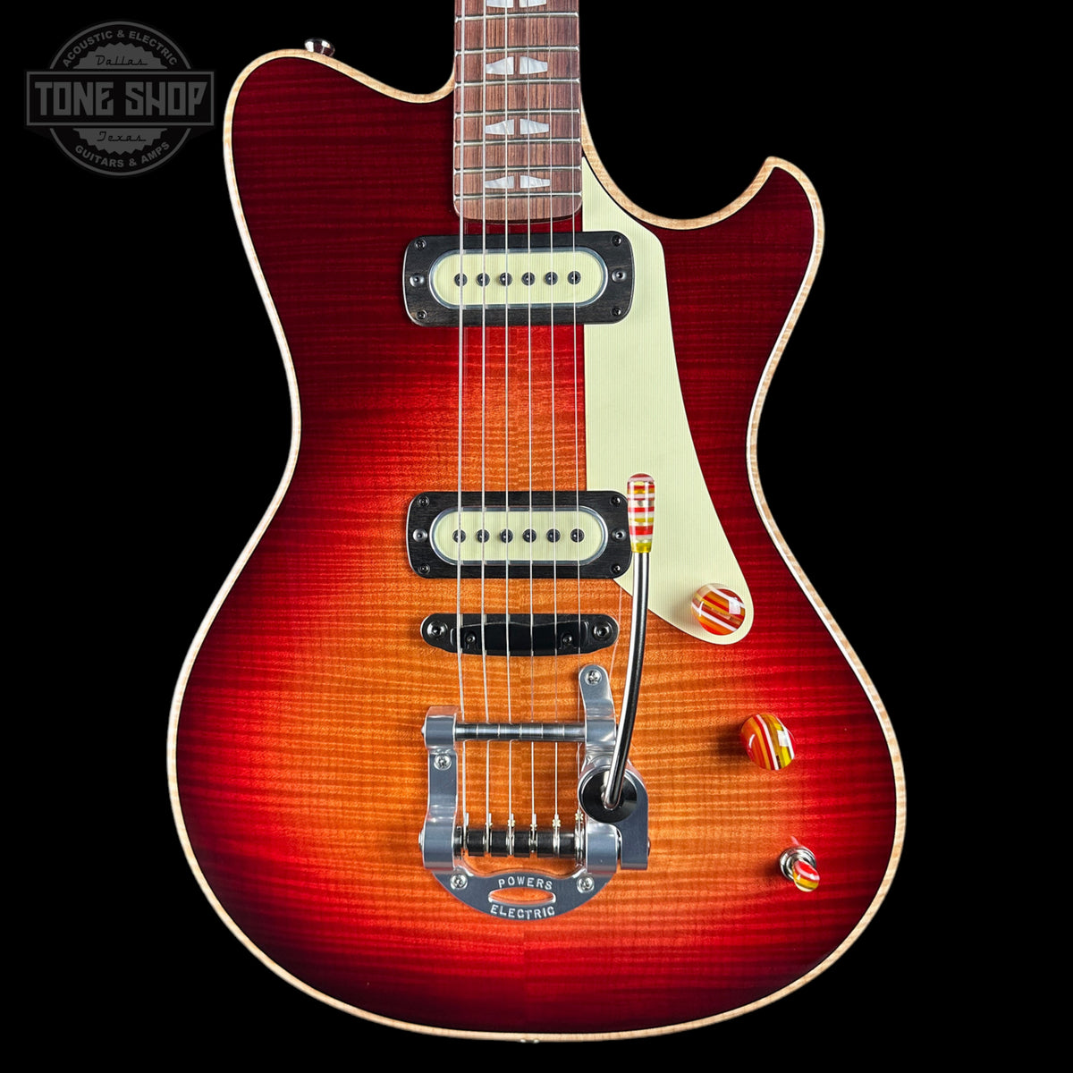 Front of Powers Electric A-Type Select Washed Cherry / Garnet Red.
