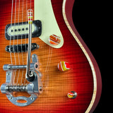 Detail on Powers Electric A-Type Select Washed Cherry / Garnet Red.