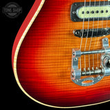 Detail on Powers Electric A-Type Select Washed Cherry / Garnet Red.