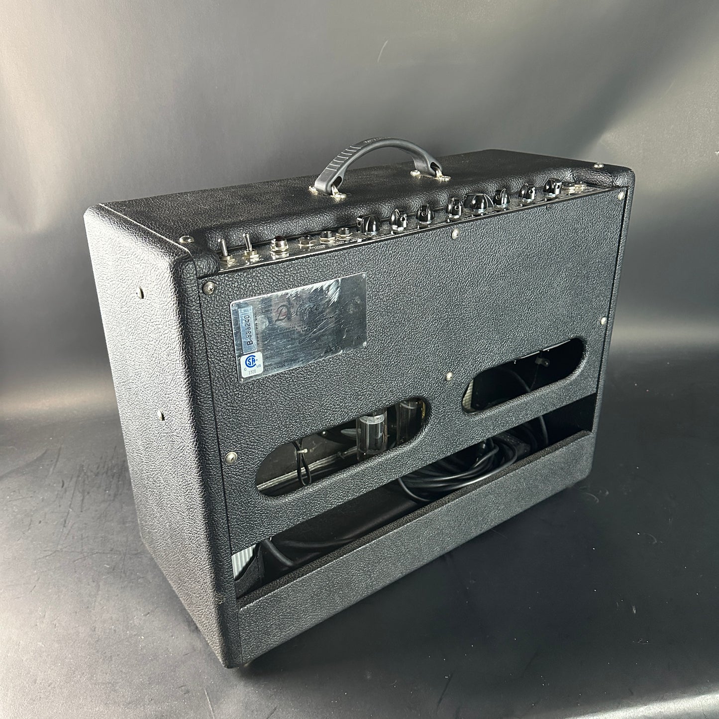 Guitar amplifier on a gray background