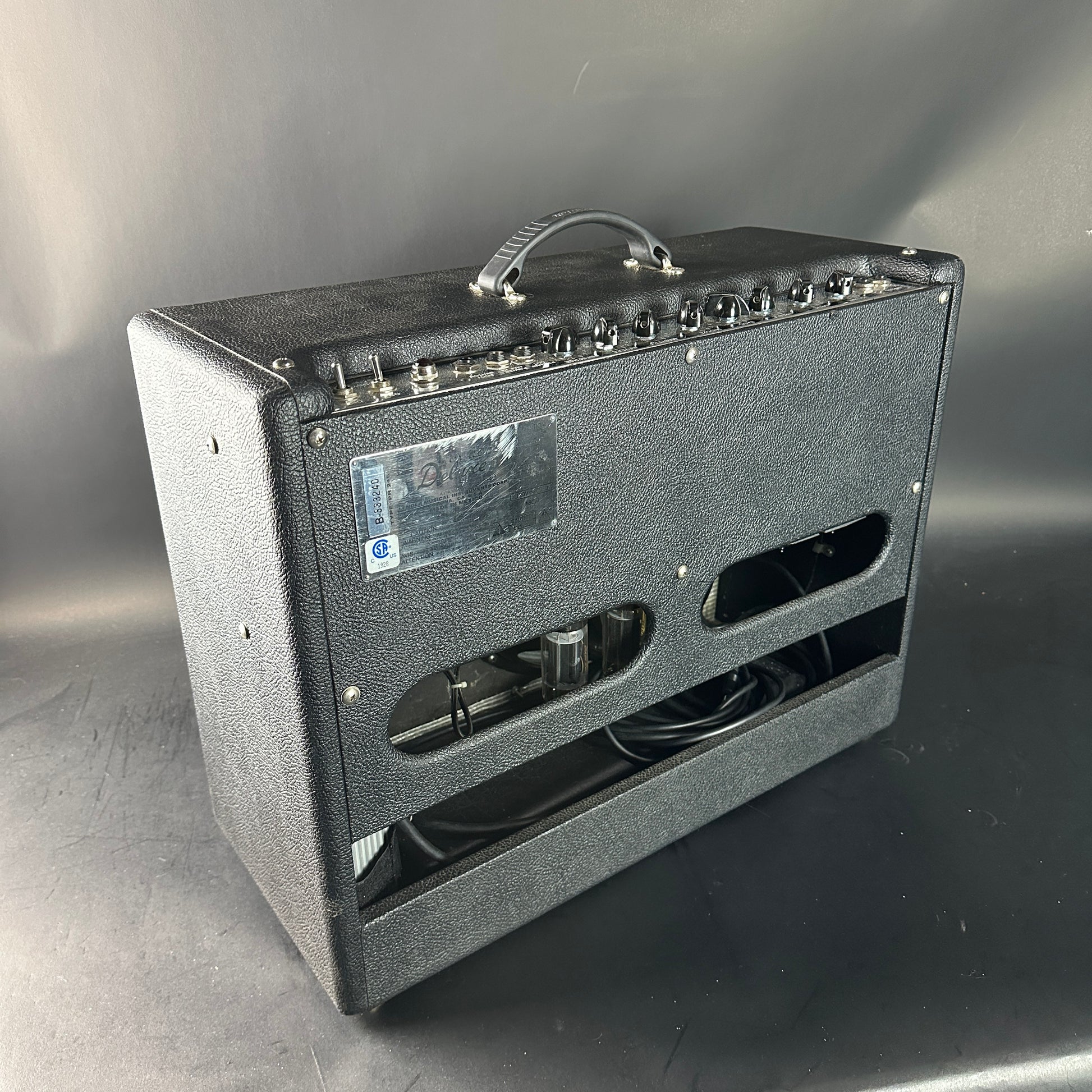 Guitar amplifier on a gray background