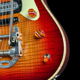 Detail on Powers Electric A-Type Select Washed Cherry / Garnet Red.