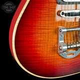 Detail on Powers Electric A-Type Select Washed Cherry / Garnet Red.