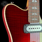 Front shoulder of Powers Electric A-Type Select Washed Cherry / Garnet Red.