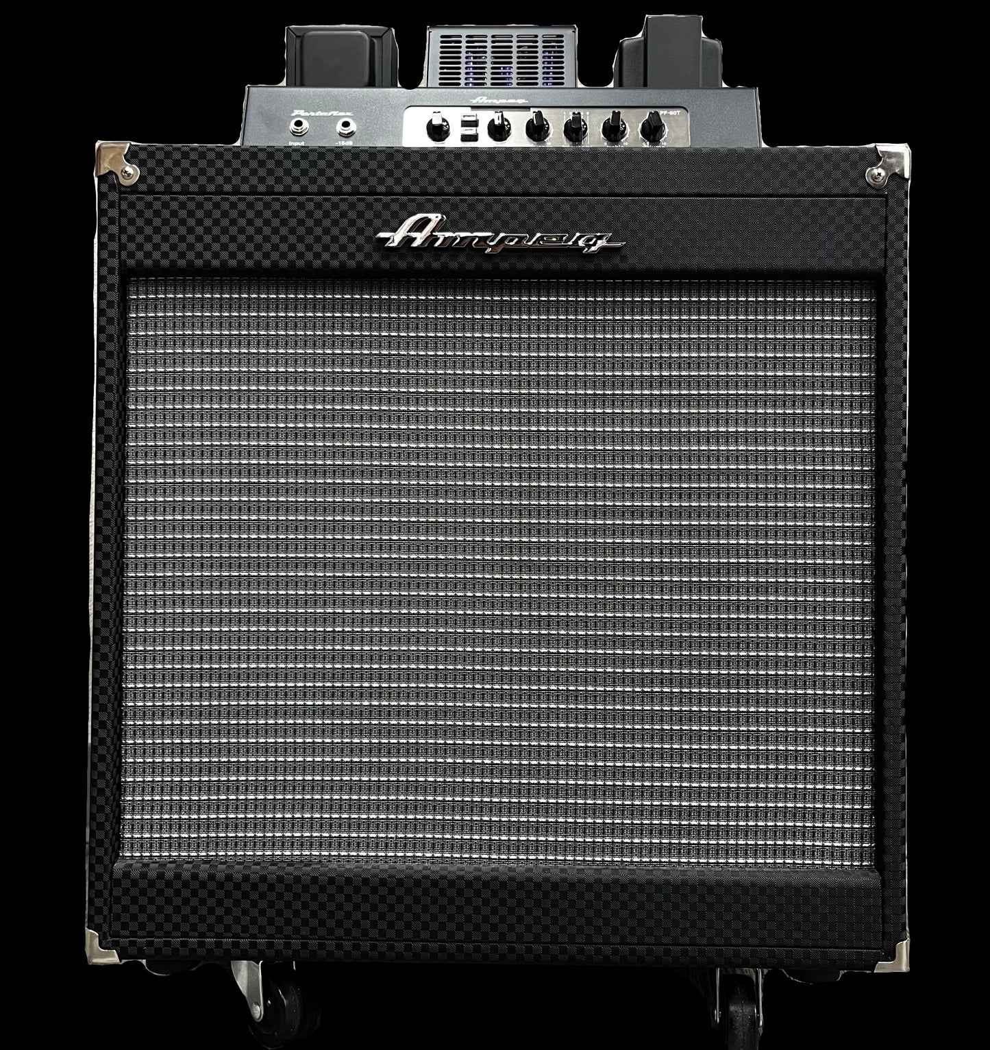 Front of Used 2022 Ampeg Portaflex 2x10" Flip Top Cabinet & PF-50T All Tube Amplifier TFW2809