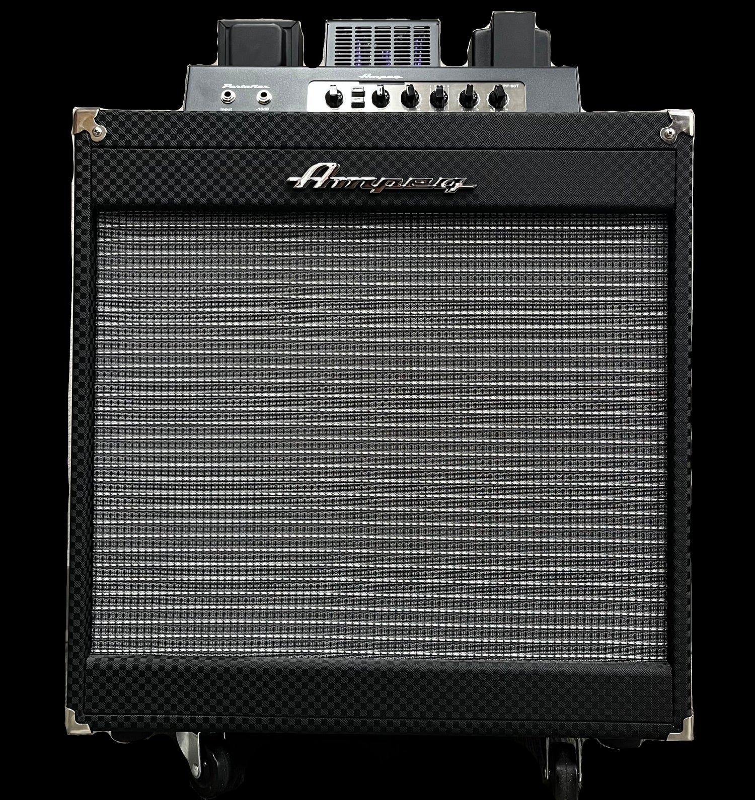 Front of Used 2022 Ampeg Portaflex 2x10" Flip Top Cabinet & PF-50T All Tube Amplifier TFW2809
