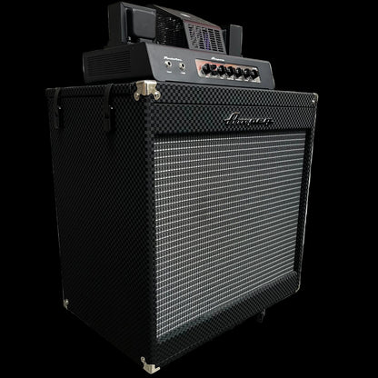 Side of Used 2022 Ampeg Portaflex 2x10" Flip Top Cabinet & PF-50T All Tube Amplifier TFW2809