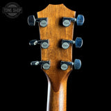 Back of headstock of Taylor 614ce Prototype Next Generation Maple/Torrefied Sitka.